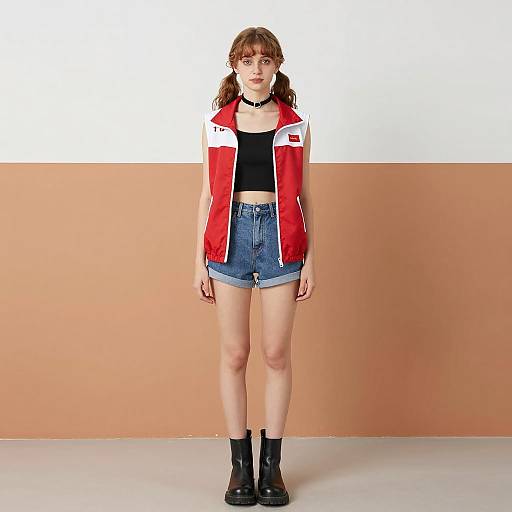 Young Woman in Casual Pop Star Costume