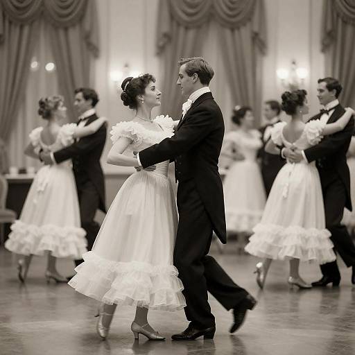 Vintage Dance Scene in Sepia Tones