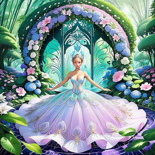 Futuristic Surrealism: Ballerina in Garden Futuristic Surrealism: Ballerina in Garden