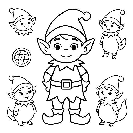 Mischievous Elf Children's Coloring Page