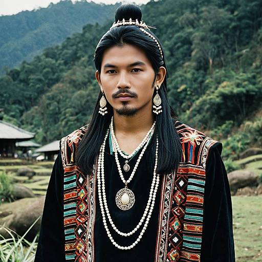 Asian Man in Traditional Baguio Ethnic Costume