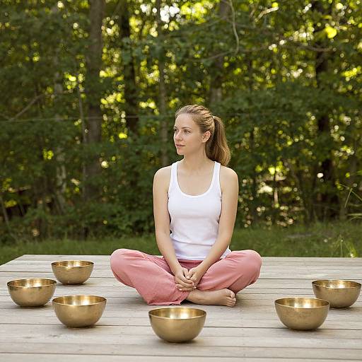 Serene Woman Meditating Outdoors