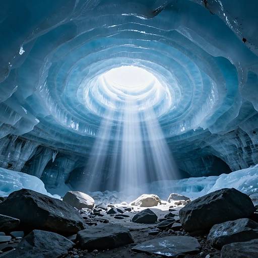 Radiant Light in Ice Cavern