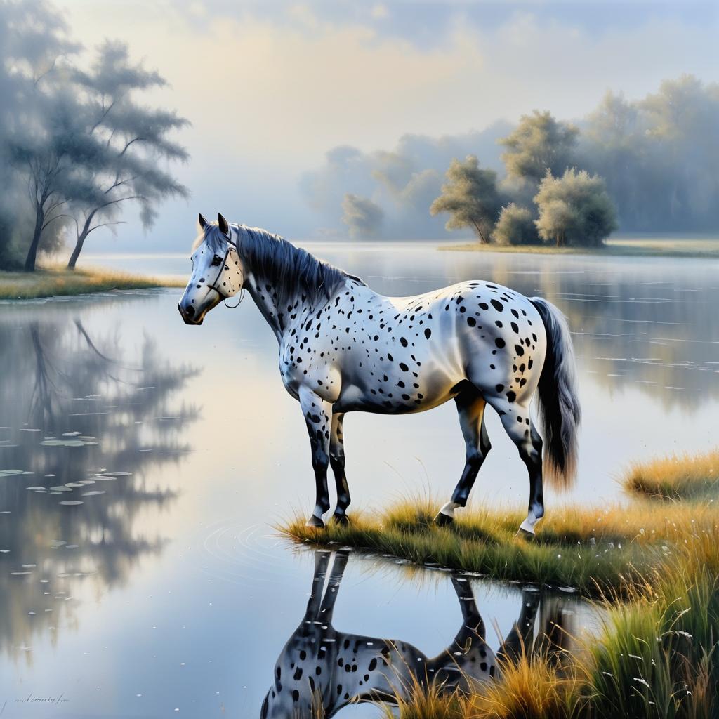 Tranquil Lake with Dapple Gray Appaloosa