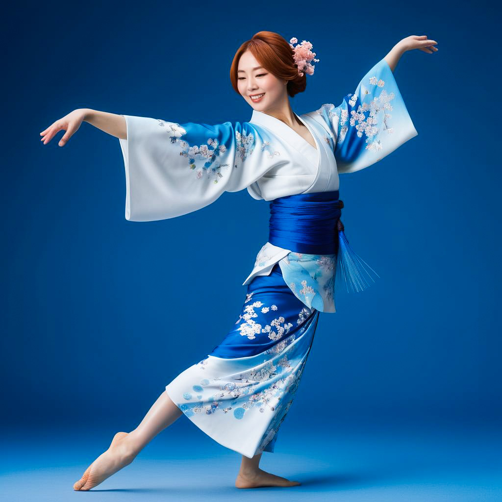 Joyful Dancer in Arctic Blue Studio