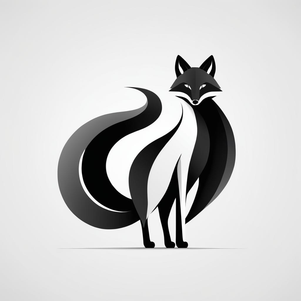 Minimalist Black and White Fox Logo Design