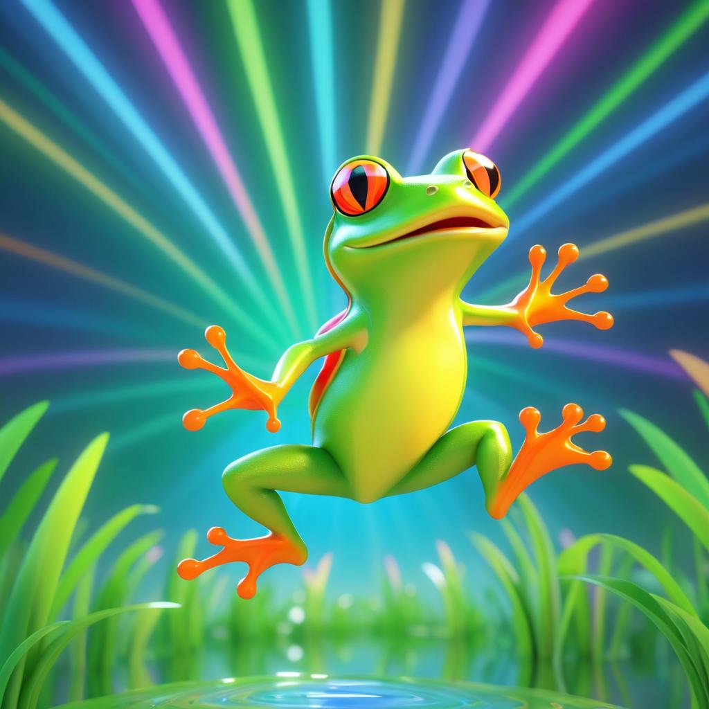 Vibrant Leaping Frog in Children's Style