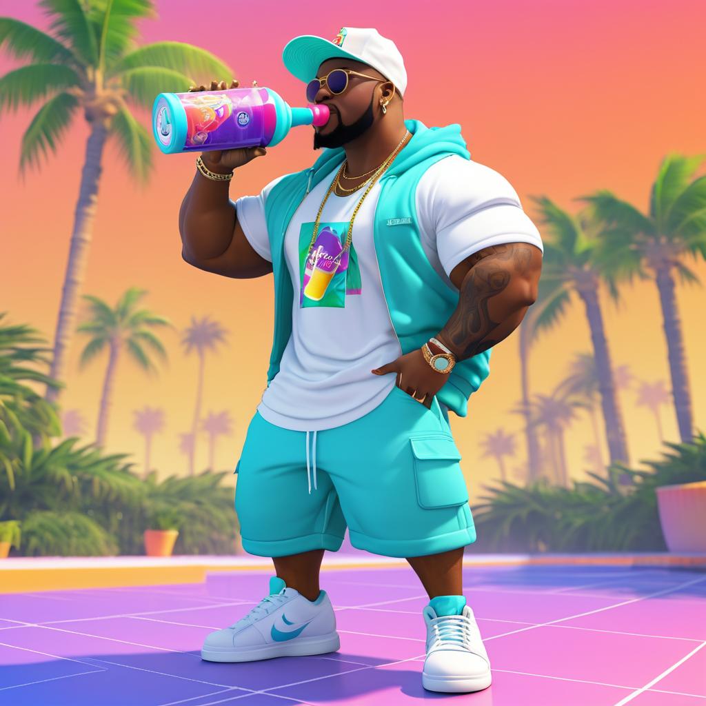 Hip-Hop DJ Character with Smoothie