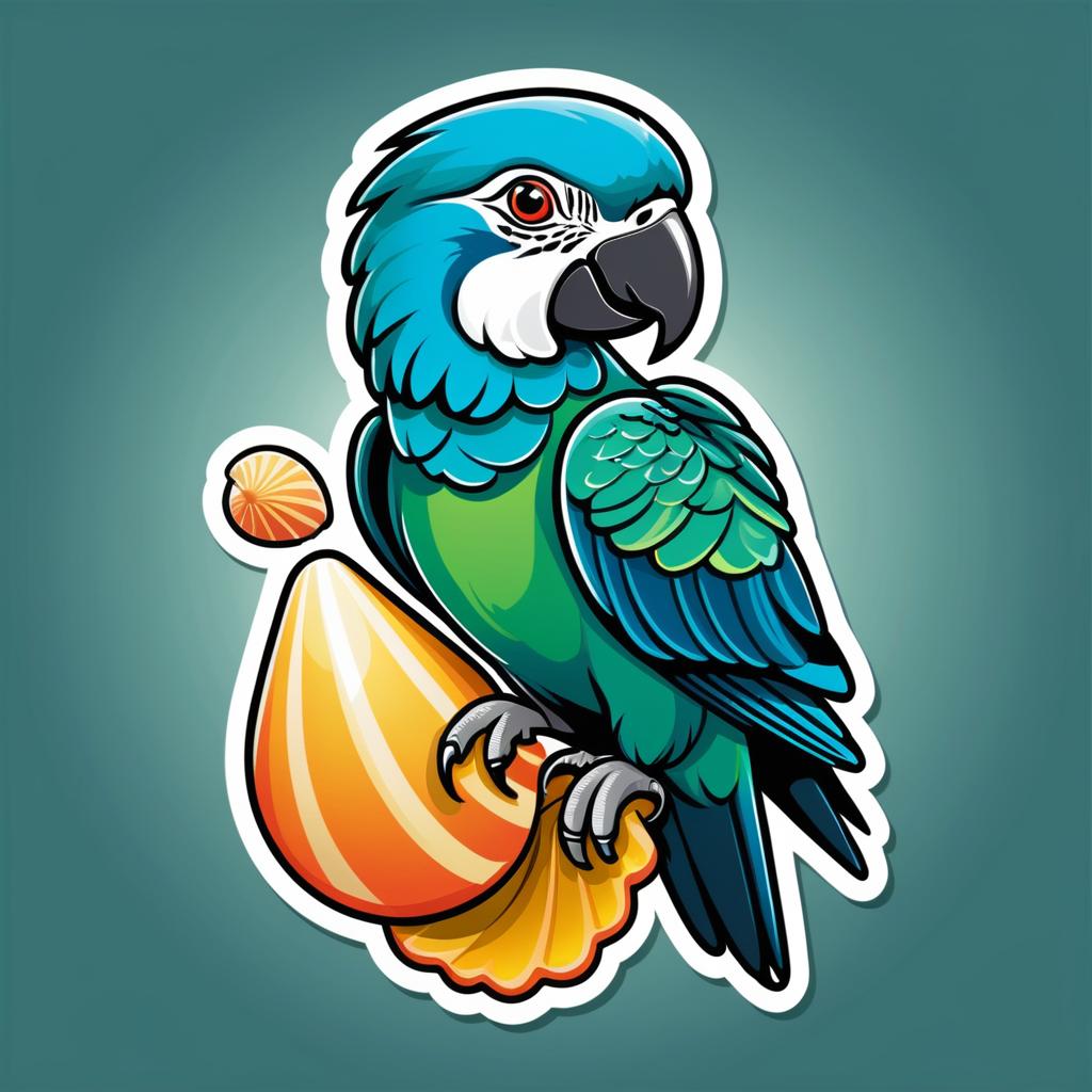 Vibrant Parrot with Seashell Sticker