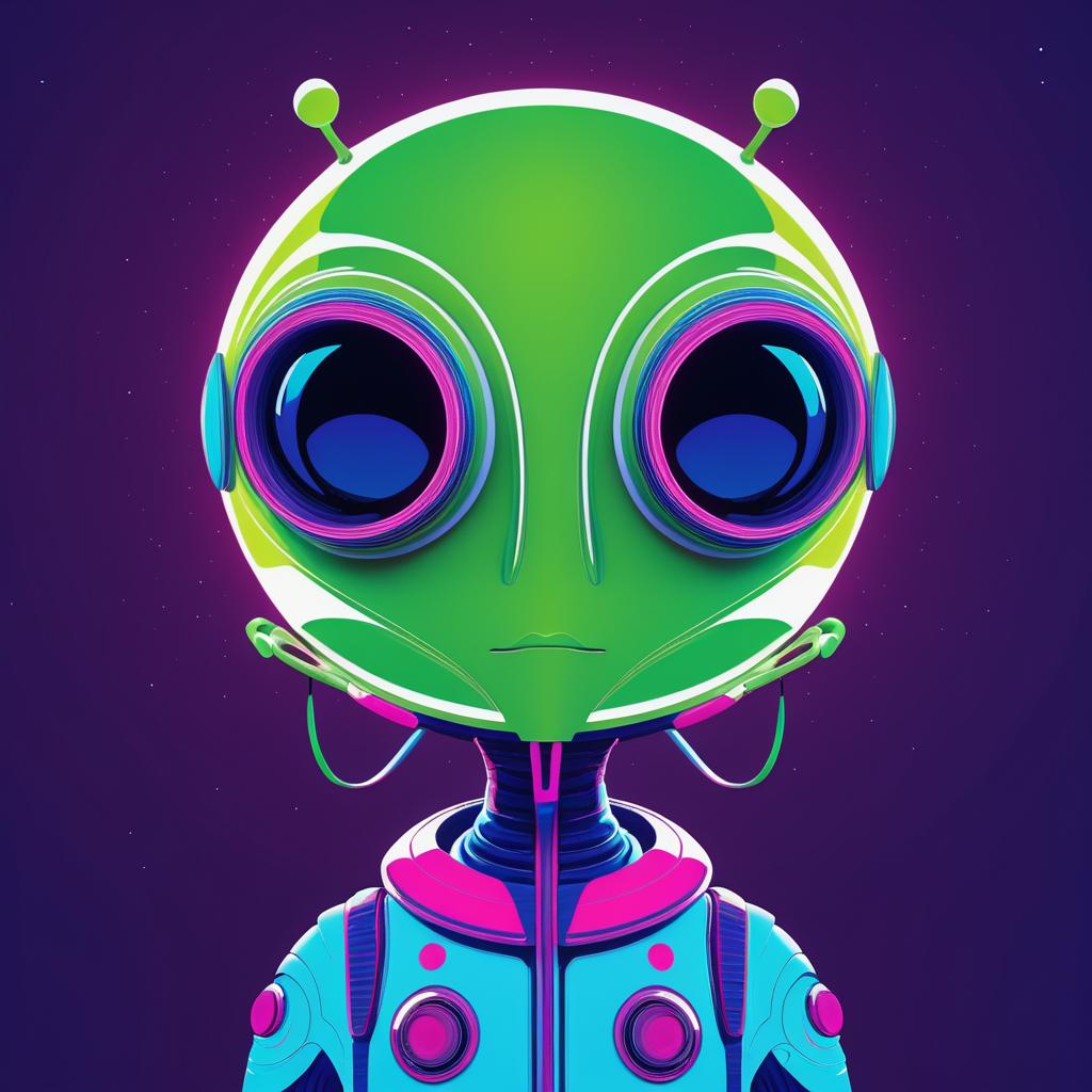 Whimsical Minimalist Space Alien Design