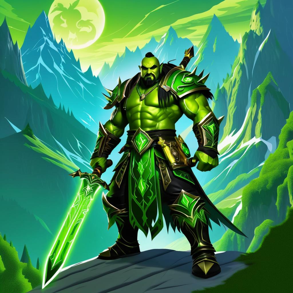 Epic Orc Blade Master in Enchanted Mountains