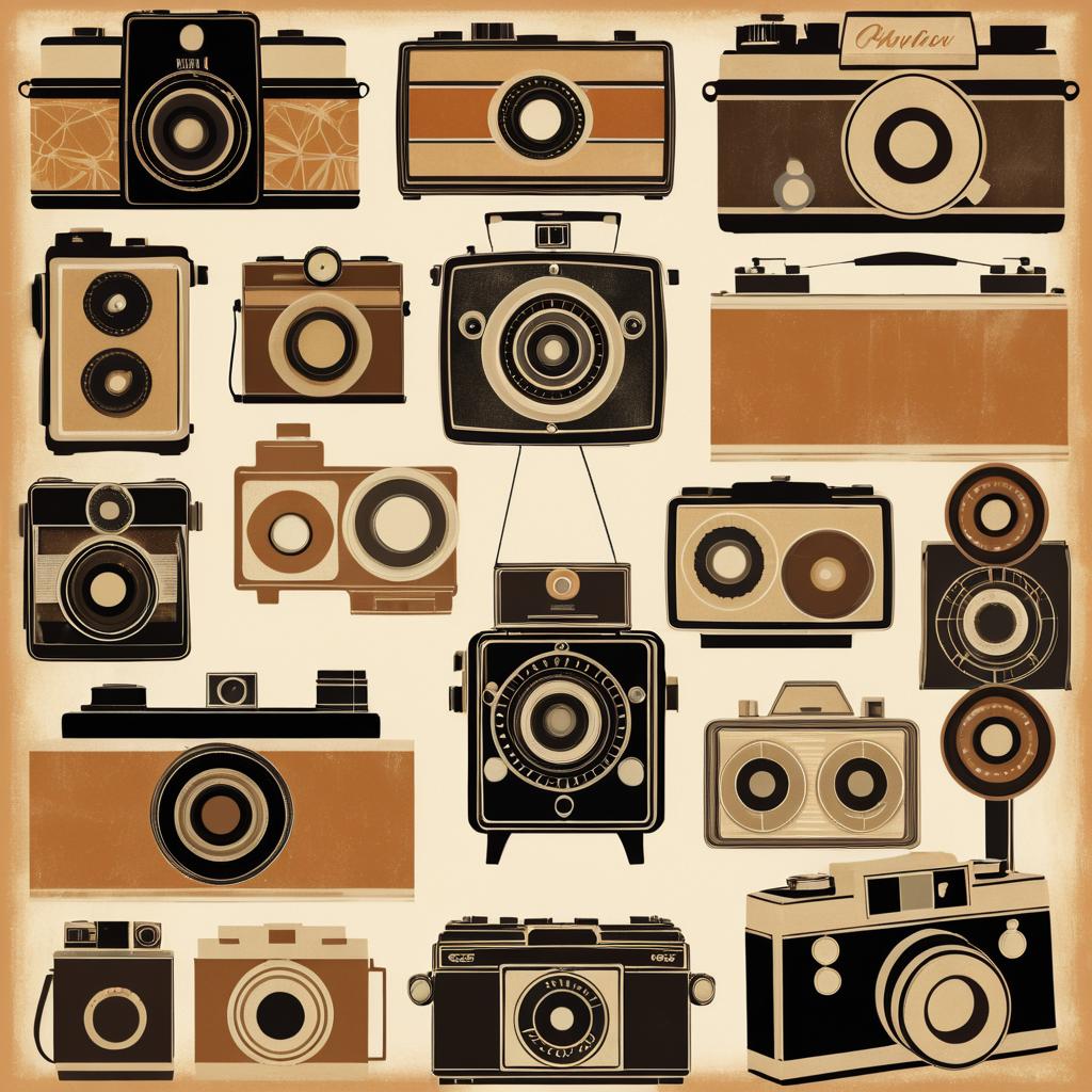 Retro Cameras and Film Reels Clipart