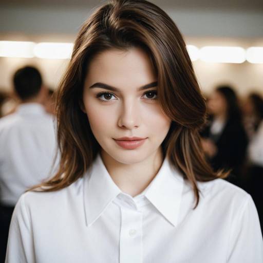 Young Woman in White Shirt at Farewell Party