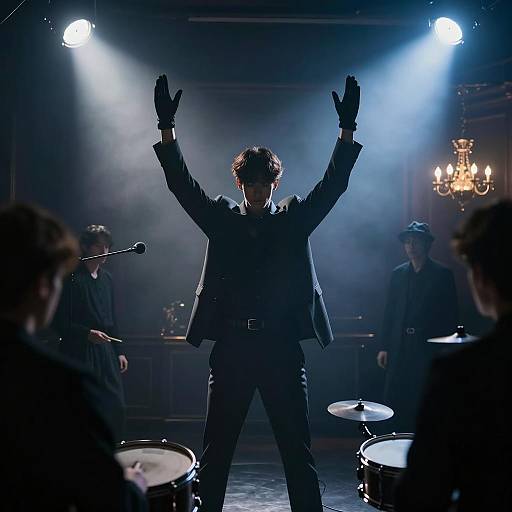 Dramatic Silhouette in Spotlight Performance