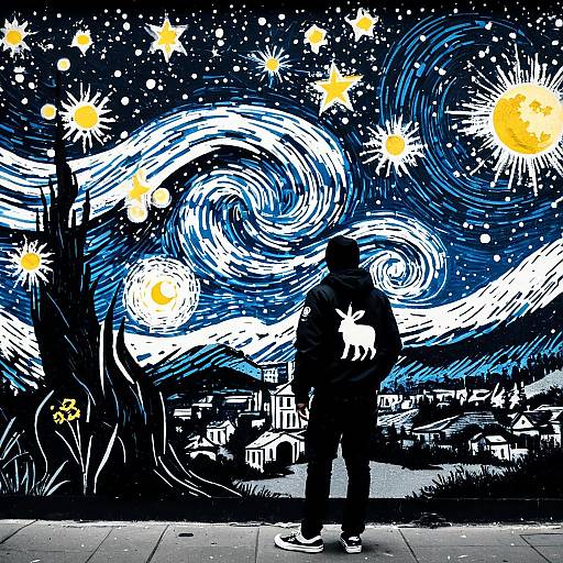 Urban Starry Night Graffiti Mural