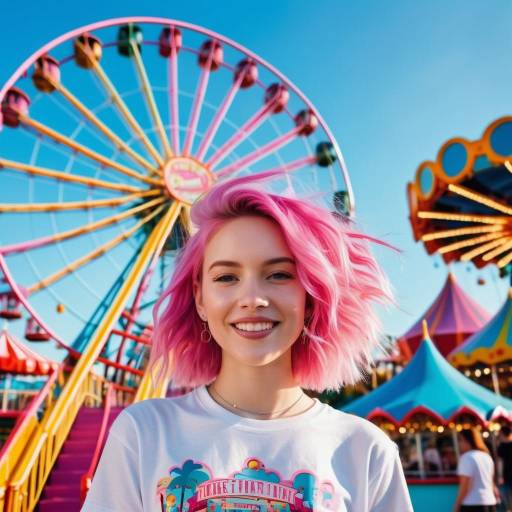 Whimsical Teenage Girl in Amusement Park Whimsical Teenage Girl in Amusement Park