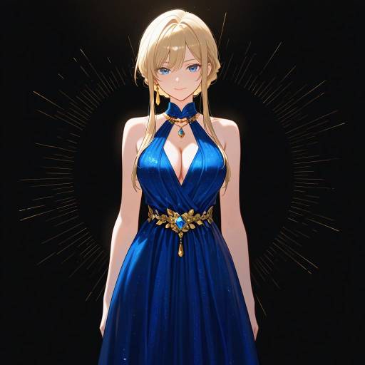 Chic Cowgirl in Elegant Blue Dress Chic Cowgirl in Elegant Blue Dress