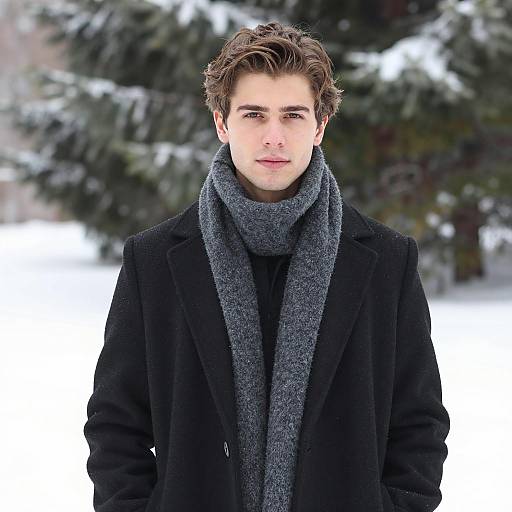 Resilient Man in Snowy Outdoors