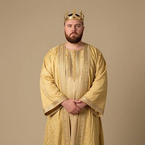 Regal Bearded Man in Golden Robe