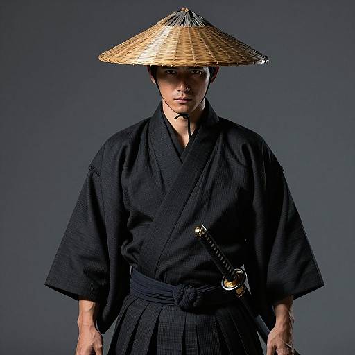 Dramatic Asian Warrior in Kimono