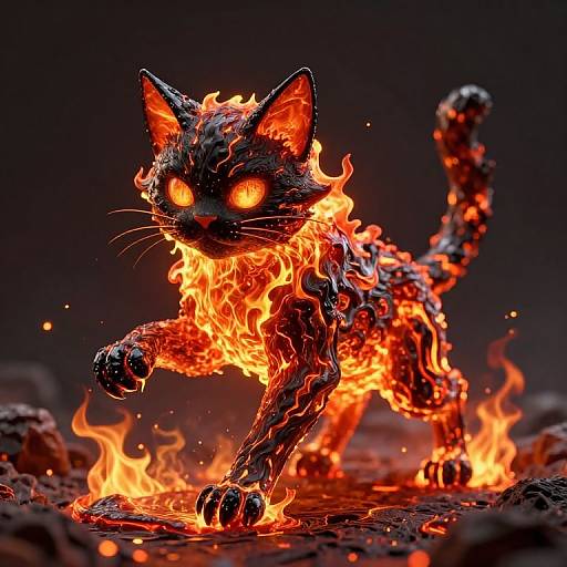 Hyper-Realistic Anime Lava Cat