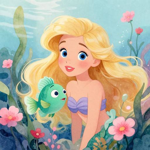 Charming Blond Mermaid in Underwater Dream