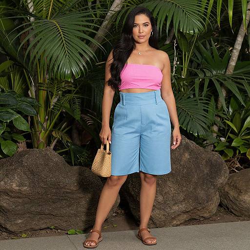 Woman in Tropical Summer Outfit