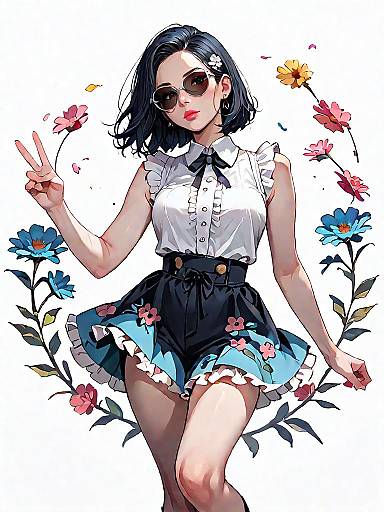 Stylish Woman in Floral Summer Romper