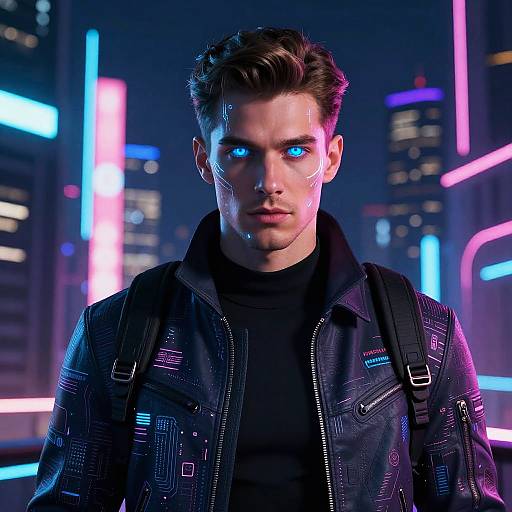 Futuristic Cyberpunk Man Portrait
