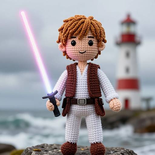 Hyperrealistic Crocheted Luke Skywalker Scene