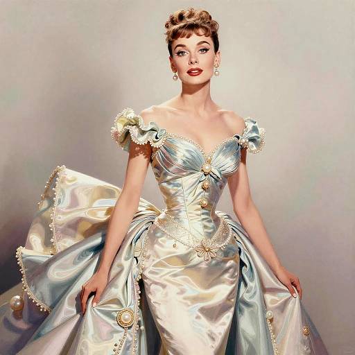 Ava Gardner in Silk Gown Illustration