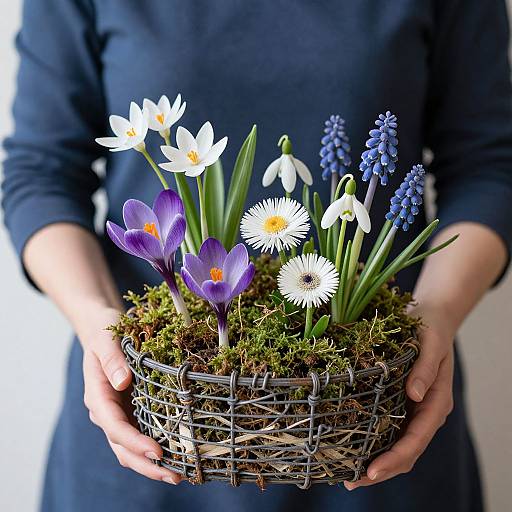 Woman Holding Spring Bloom Basket