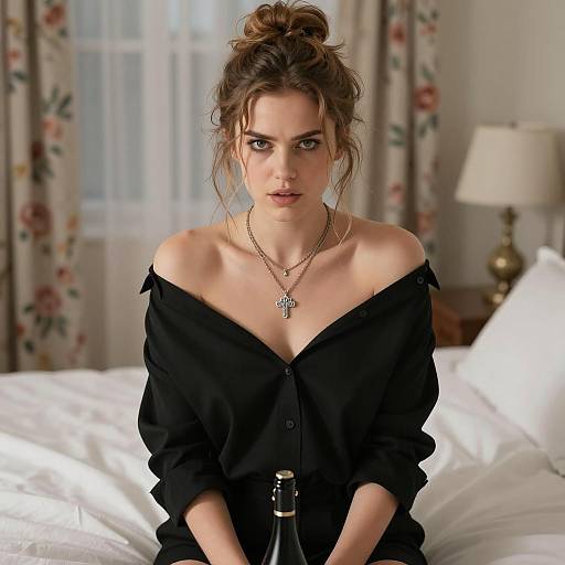 Elegant Woman in Messy Updo Setting