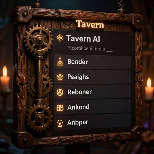 Digital game menu with a wooden frame, showcasing 