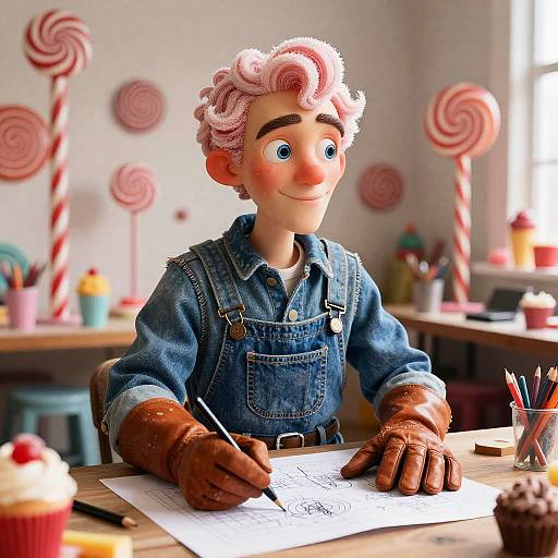 Whimsical Sugar-Smith Sketching Candy Blueprints