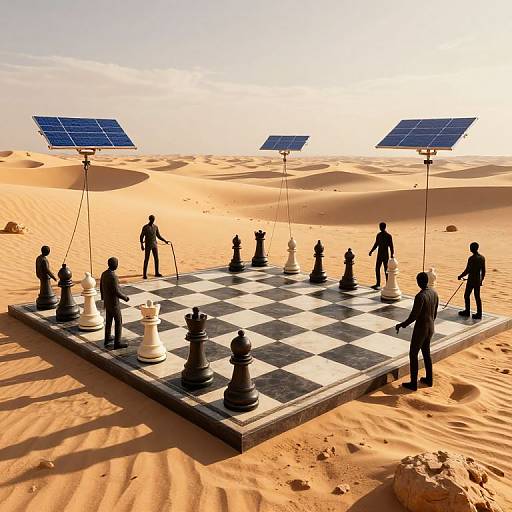 Surreal 3D Chessboard Desert Scene