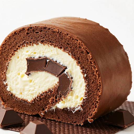 Chocolate Roll Close-Up with White Filling