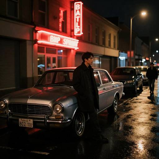 Urban Nightscape with Neon Highlights