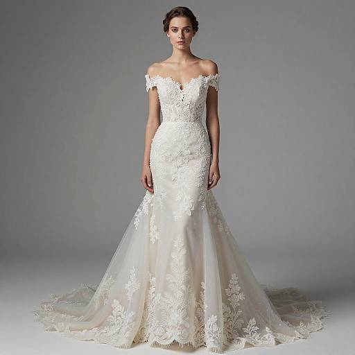 Elegant Bride in Lace Wedding Gown