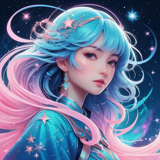 Vibrant Cosmic Fantasy Anime Illustration
