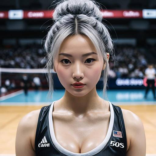 Detailed Portrait of Edgy Korean Volleyball Player