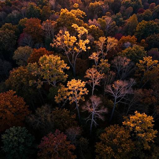 Impressionistic Twilight Forest Aerial View