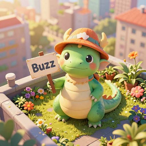 Whimsical Dragon on Rooftop Garden