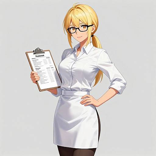 Professional Blonde Waitress Manga Style