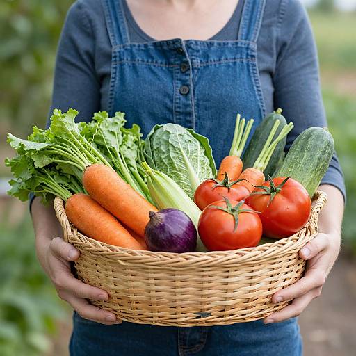 Woman Holding Vegetable Basket
