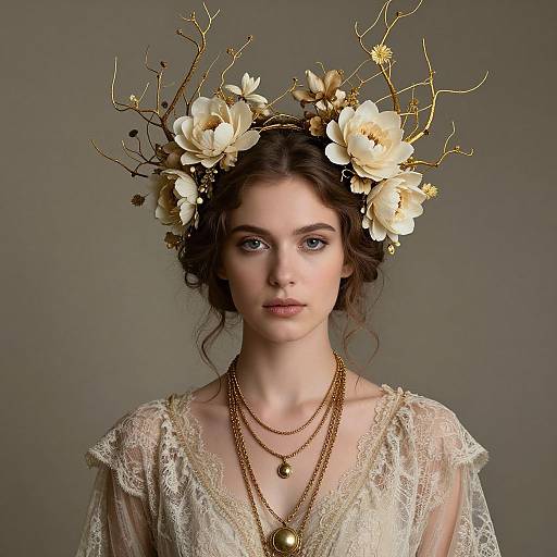 Ethereal Woman with Floral Crown