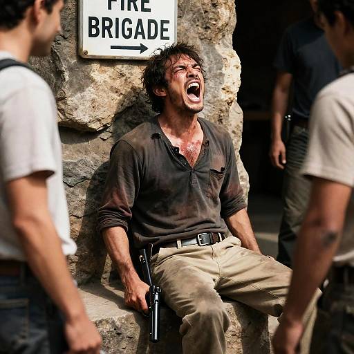 Intense Portrait of a Yelling Man