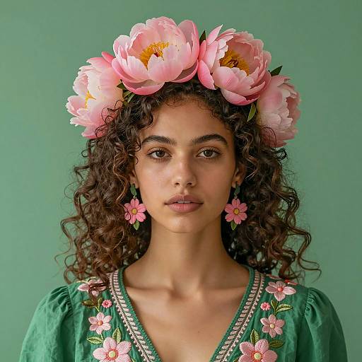 Portrait of a Young Woman in Floral Attire