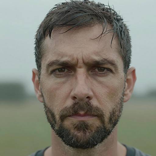 Close-Up Portrait of a Serious Man