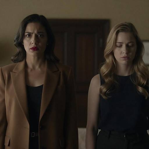 Intense Women in Dimly Lit Room